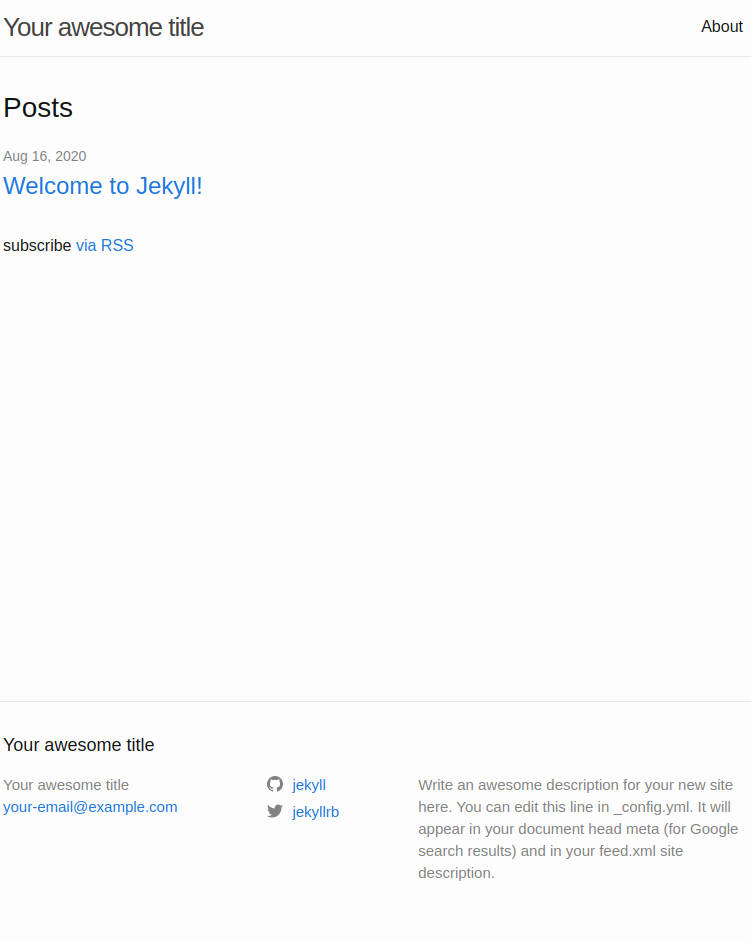 how the new Jekyll blog homepage looks